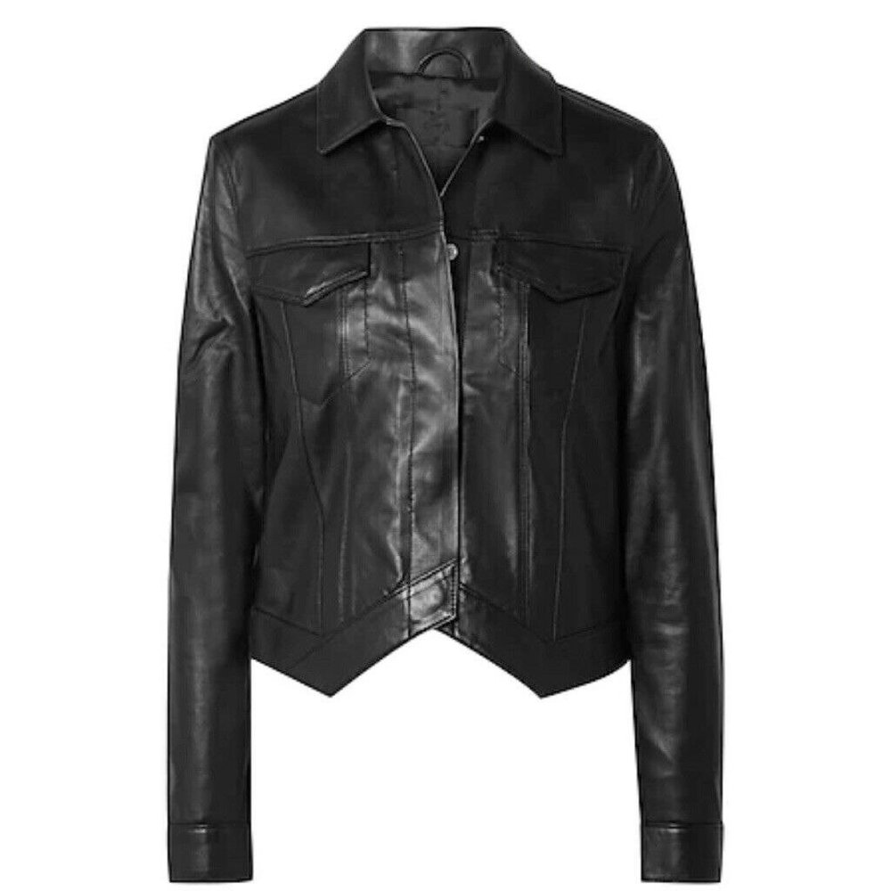 RTA Black Lambskin Leather Jacket Size XS New